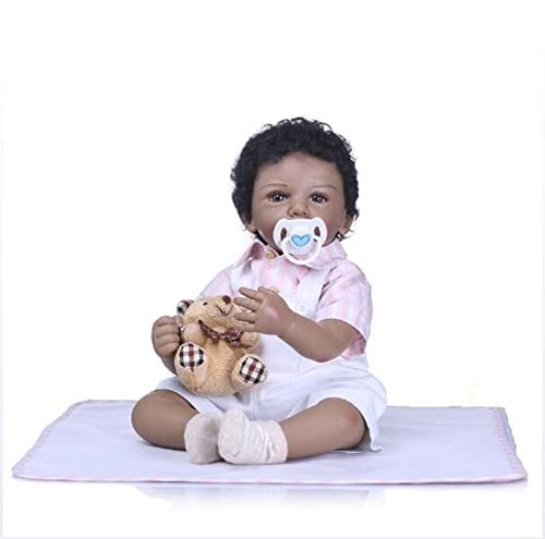 HOMONEY 22 Zoll Silikon Reborn Puppe, Afroamerikanische Puppen Realistische Modepuppen Für Prinzessin Kinder Geburtstag – Bild 3