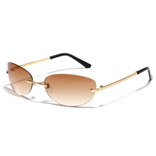 Lunettes de soleil sans monture pour femmes légères contre la fatigue oculaire et les verres ovales