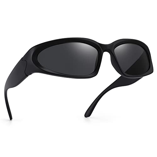 ZUVGEES Wrap Around Fashion Sunglasses for Men and Women Trendy Oval Sport Sunglasses UV400 Outdoor Eyeglasses4