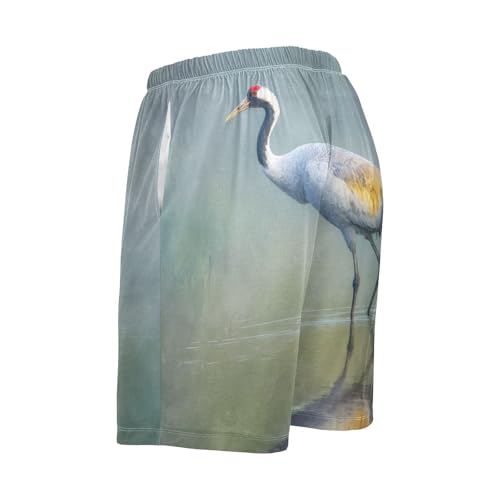 Animal Flamingo Bird Blue Mens Pajama Shorts PJ Sleep Lounge Shorts Sleepwear with Pockets Men, S4
