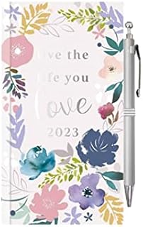 Ayush Party | 2023 Diary & Pen Slim Week To View Floral - Live The Life You Love | Planner And Organiser For School And Office