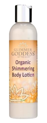 GLIMMER GODDESS Organic Body Shimmer Lotion for Women, Gold, 8oz
