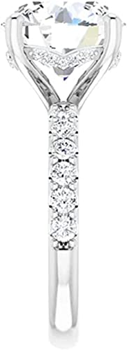 Moissanite World 5 CT Round Cut Colorless Moissanite Engagement Ring, Wedding/Bridal Ring Set, Solitaire Halo Style, Solid Sterling Silver Vintage Antique Anniversary Promise Ring Gift for Her3