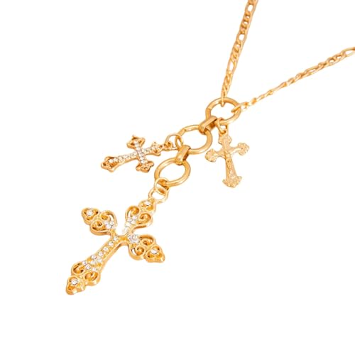 Collier chaîne à la clavicule avec pendentif en croix hip hop pour femme