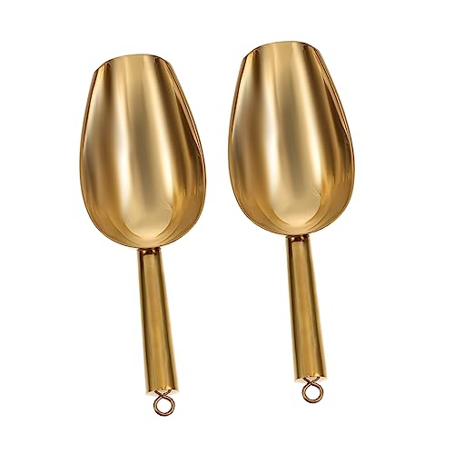 COLLBATH 2 Piezas pala de hielo cucharón cucharadas ahoy helado de alcance cucharada pequeña percheros colgador cuchara de hielo inoxidable bolas de cubitos de hielo Acero inoxidable Golden