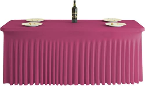 Jupe de table rectangulaire rose cachez vos tables de fête 6FT