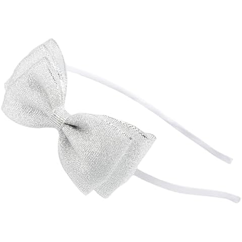 HoveBeaty Bow Headband Silk Brocade Bowknot Hairband for Women and Girls, Perfect Hair Accessories for Party and Cosplay (silver) Cover