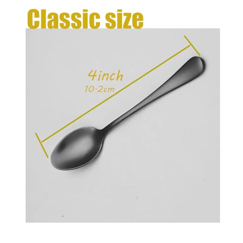 Image of Demitasse Espresso Spoons, Mini Coffee Spoon, 4 Inches Stainless Steel Small Spoons for Dessert, Set of 6(black)