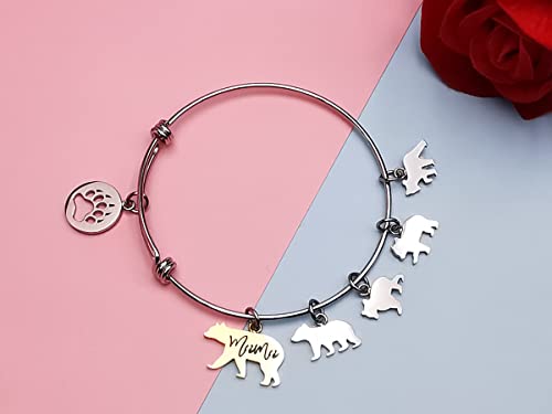 Veeshy Mama Bear Bracelet Mother With Four 4 Cubs Children, Momma Charms Bangles Jewelry For Women Mom Mummy, Christmas Mother's Day Birthday Idear Gifts #TOP1