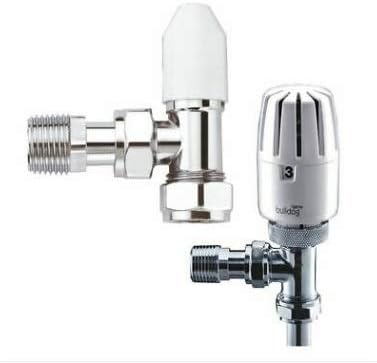 Pegler Bulldog 15mm Angled TRV Thermostatic Radiator Valve & Lockshield Pack x 1