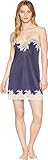 Natori Women's Enchant Slinky Chemise, Night Blue/Rose, Small