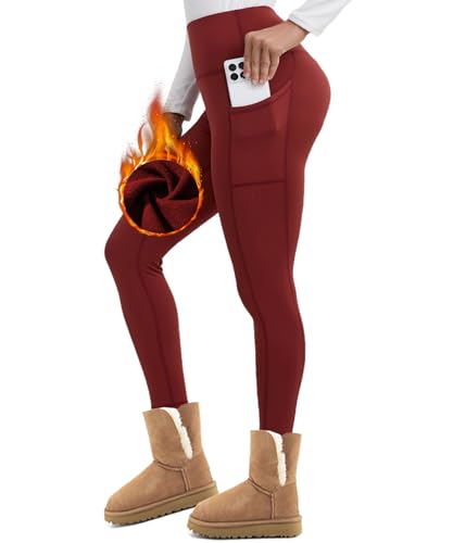Merlvida Leggins Termicos Mujer Forro Polar Invierno Mallas Termicas Cintura Alta Leggings Deportivos Push Up Ropa Mayas Pantalones Térmicos con Bolsillos