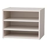 Iris Ohyama, Petit meuble de rangement, Table de chevet, Meuble d'appoint, Table de nuit, 3 Etagères àjustable tous les 3.2 cm, Solide, Bureau, Chambre, Salon - Stack Box STB-400T - Chêne Blanc