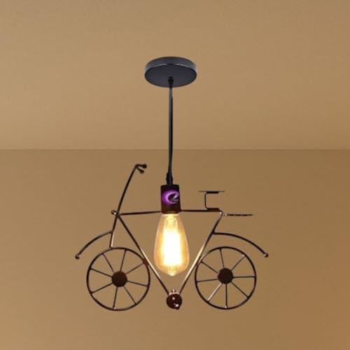 Image of GreyWings Vintage Cycle Shaped Hanging Light for Home Decor, Black Pendant Lamp, Decorative Industrial Style Lamp for (Bulb Not Included) Small Pack of 1
