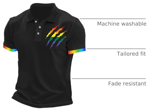 Camiseta Polo para Hombre Orgullo Gay con Bandera Arcoiris, Marca Claw, Igualdad LGBTQ y Derechos Humanos miniatura 3