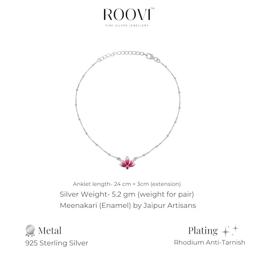 Image of ROOVI 925 Silver Anklet (2 Pieces) I Gifts for Girlfriend, Gifts for Women & Girls| With Certificate of Authenticity and 925 Stamp