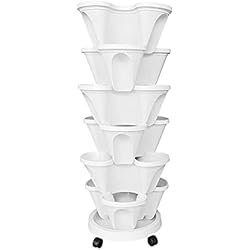 Maceteros Apilables YLSZHY Maceta apilable de 6 niveles, maceta vertical de jardín, macetas apilables para hierbas, fresas, flores, con platillo de 13 pulgadas