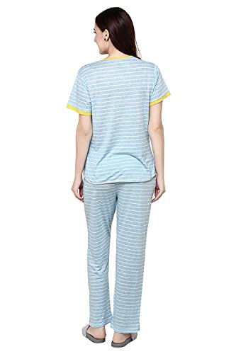 Image of Evolove Women's Cotton Round Neck Short SleevesNight Suit Set /Top Pyjama Set Super Soft Comfortable (Nightsuit-Round-HS-4)