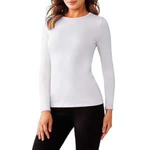 Womens Thermal Long Sleeve Tops Ladies Round Neck Underwear Shirt Warm Soft Wicking Base Layers Shirt