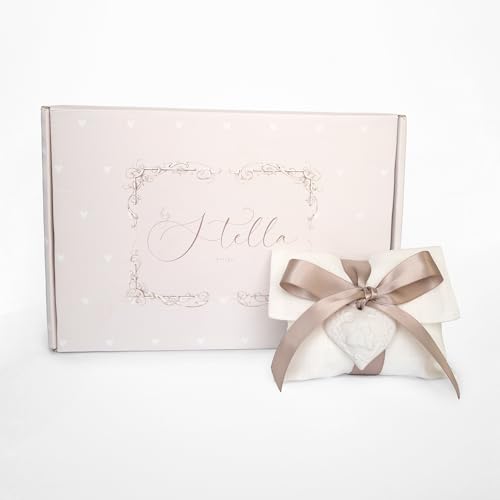 Eleganti Bomboniere Matrimonio/Cresima/Comunione in Soffice Misto Lino/Cotone, Sacchetti Portaconfetti con Gessetti Cuore/Angelo, 25 Pezzi