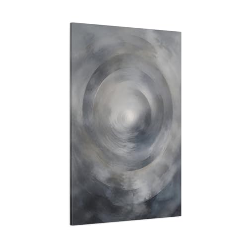 Toile abstraite cercles gris de qualite galerie avec chassis de 3 cm