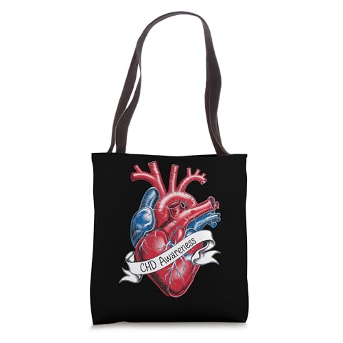 Bolso tote con diseño de corazón anatómico CHD Awareness miniatura 1