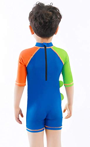 Childlike Me Baby Toddler Boy One Piece Swimsuit Boys Short Sleeve Sunsuits with Hat UPF 50+ Cool Crocodile (18-24 Months) - Thumbnail 7