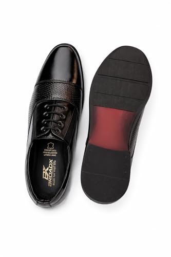 Image of BROADX Men's Stylish Comfortable Black Leather Dress Shoes, 8000B Lace up Formal Shoe's Elegant & Comfortable Office Wear Oxford Style Color Black
