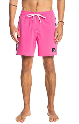 Quiksilver Men's Standard Original Arch 17Nb Elastic Waist Volley Swim Trunk Bathing Suit, Shocking Pink, Large #TOP5