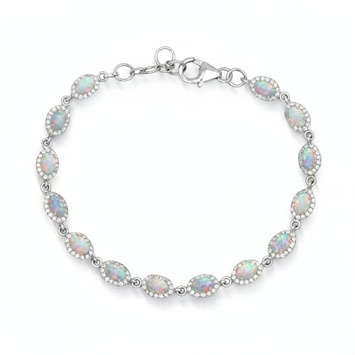 Bracelet opale éthiopienne blanche argent 925 oxyde de zirconium - 3