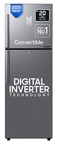Samsung 236 L 2 Star Convertible, Digital Inverter with Display Frost Free Double Door Refrigerator (RT28C3922S9/HL, Silver, Refined Inox, 2023)