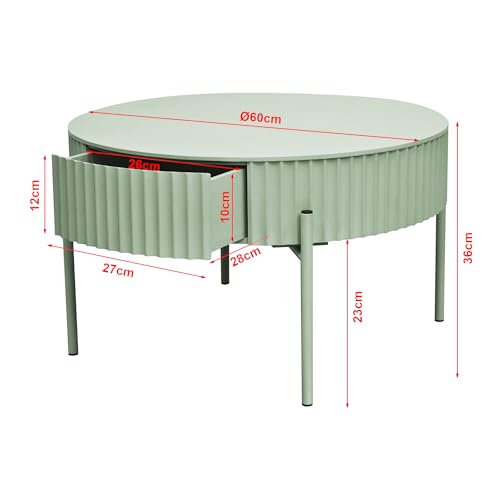 Table basse ronde avec tiroir 60 cm, [en.casa]