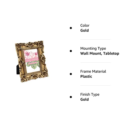 Laura Ashley 2X3 Gold Ornate Textured Hand-Crafted Resin Picture Frame With Easel, For Tabletop & Wall Display, Decorative Floral Design Home Décor, Photo Gallery, Art & More (2X3, Gold) #TOP3