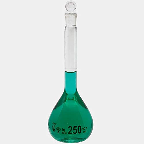 250ml Volumetric Flask, 3.3 Boro Glass, Class A, Ground Stopper, Karter Scientific 213W10 (Single)