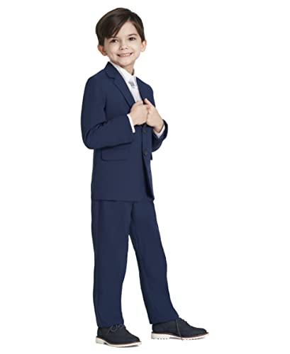 Image of Nautica Boys' 4-Piece Tuxedo Suit Set with Jacket, Pants, Dress Shirt & Bow Tie for Weddings & Special Occasions