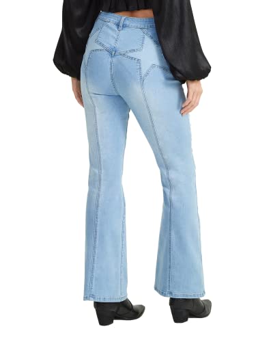 ALTAR'D STATE Women's Kayla Star Print Flare Jeans, High Waisted Light Wash Blue Denim, Size 282