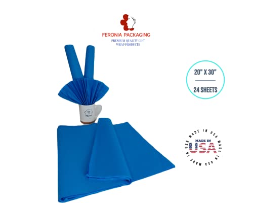 Quadrados de papel de seda azul safira, 24 folhas, embrulho de presente premium e materiais de arte