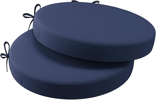 Image of D12 Chair Round Chair Solid Cushion (Set of 2) Waterproof, Indoor, Outdoor, Patio Foam Cushions (Navy Blue, 2)(Cushion Thinkness 5cm)