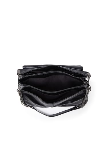 Leather Shoulder Bag with Chain Strap, Classic Flap Design, Available in Black and White3