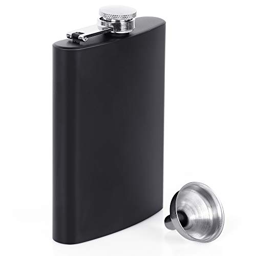 Flasks for Liquor for Men, Kmeivol Flasks For Liquor, Stainless Steel Hip Flasks Leak Proof Tested Pocket Flask Black 8 oz Durable Construction Flask and Funnel Set, Flasks for Liquor for Women