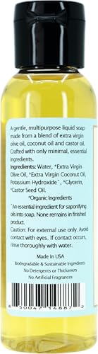 Image of Claya Unscented Liquid Castile Soap - Organic Ingredients, Biodegradable, Gentle for Sensitive Skin, Versatile Use and Travel Size (2 Pack of 2 fl oz)
