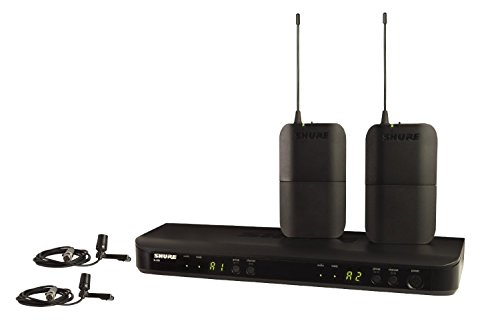 Shure BLX188 CVL Wireless Microphone System for Two Presenters with BLX88 Dual Channel Receiver, 2x BLX1 Bodypacks and 2x CVL Centraverse Lavalier Condenser Mics