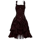 YEBIRAL Damen Übergroßes Gothic Kleid Rockabilly Cocktailkleid Steampunk Kleider Vintage Renaissance Cosplay Karneval Halloween Kostüm Ärmelloses Rüschenkleid