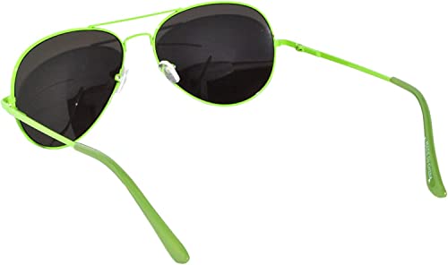 Stylish Aviator Sunglasses Mirror Lens Green Neon Metal Frame Spring Hinge3