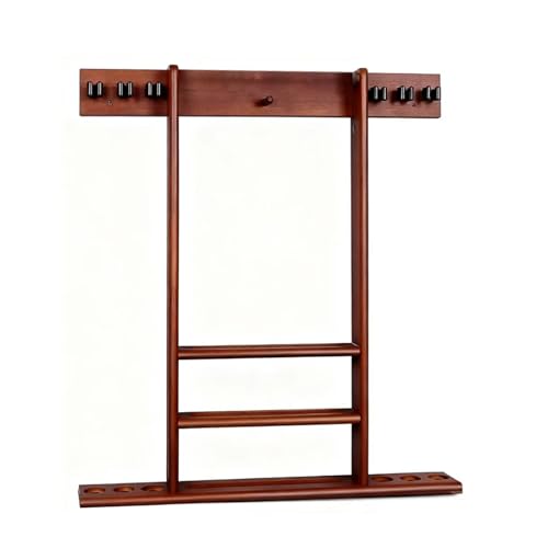 SUPERDIAMOND Pool Cue Rack Wall Mount - 6 Cue Holder with 16 Ball Holders & 6 Chalk Packs, Rubber Circle Pads & Large Clips to Prevent Damage, Billiard Accessories for Man Cave, Game Room, Bar,Brown - Thumbnail 7