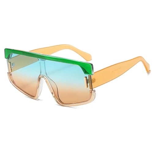Lunettes de soleil surdimensionnées pour femmes vintage bleu et gris