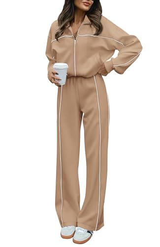 Image of BTFBM Women's Two Piece Tracksuit Fall 2026 Long Sleeve Zip Up Sweatshirt Long Pants Outfits Jogger Sweatsuit Sets