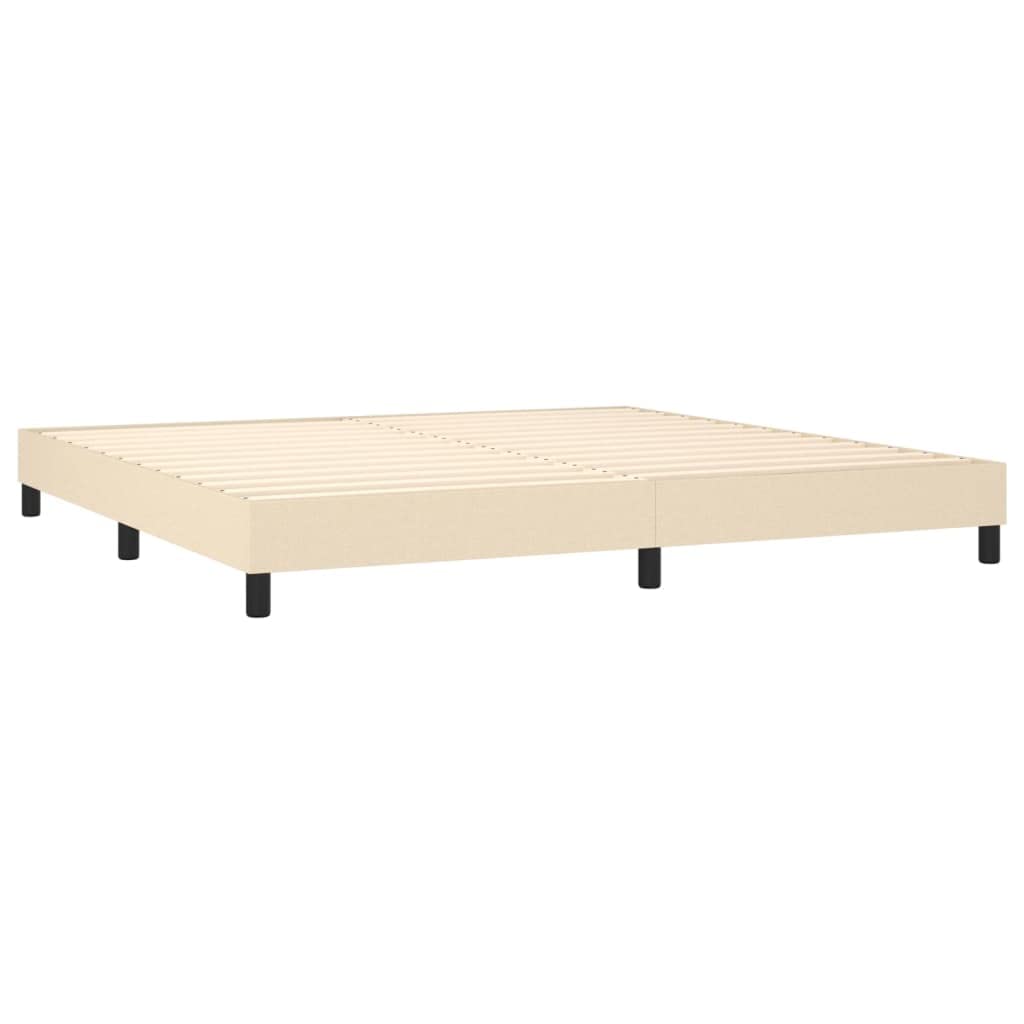 Tkanina oddychająca z regulowanym zagłówkiem 200x200 cm kremowy | Łóżko kontynentalne z materacem kremowe 200x200 tkanina z zagłówkiem sprężynowy regulowany