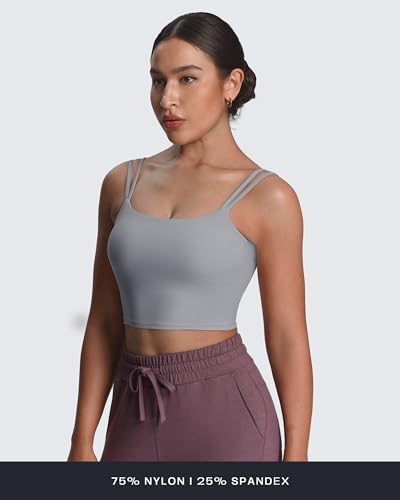 Image of Aoxjox Women's Workout Sports Bras Fitness Padded Backless Yoga Crop Tank Top Twist Back Cami