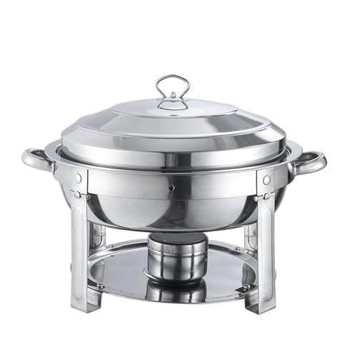 OOMRNV Servidores y Calentadores Redondos de Acero Inoxidable para bufé Scarab Hot Pot, Juego de bufé con Calentador para cenas, Fiestas, Bodas y Banquetes (Plata, 52 cm) (Plata, 38 cm)